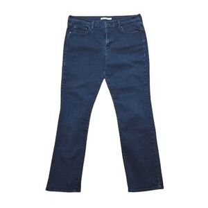 Levi's 505 Straight High Rise Dark Wash Cotton Blend Denim Jeans Womens 31